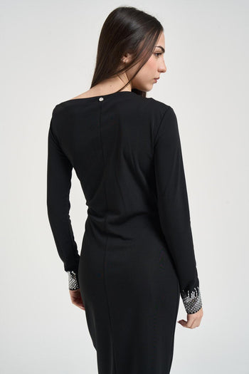 Abito donna drappeggiato nero - 4