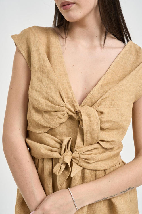 Top donna con nodo beige - 2