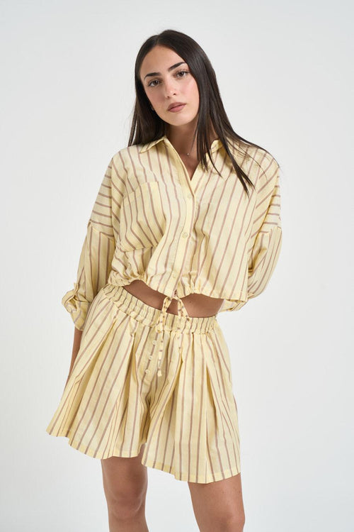Abito donna a righe giallo pastello - 1