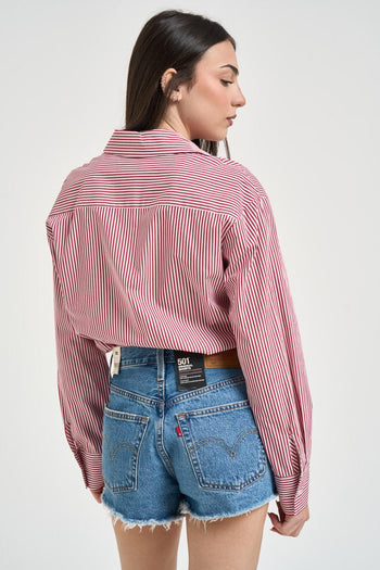 Camicia donna gessata rossa - 4