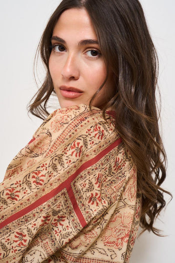 Camicia donna fantasia rosso mattone - 4