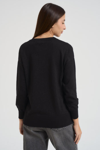 Maglia donna girocollo nera - 5