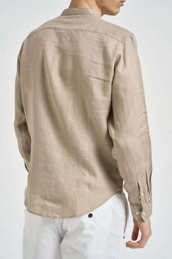 Camicia uomo beige in lino - 4