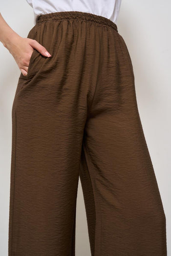 Pantalone donna a palazzo marrone - 6