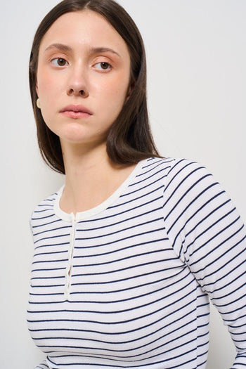 T-shirt donna a righe blu - 3