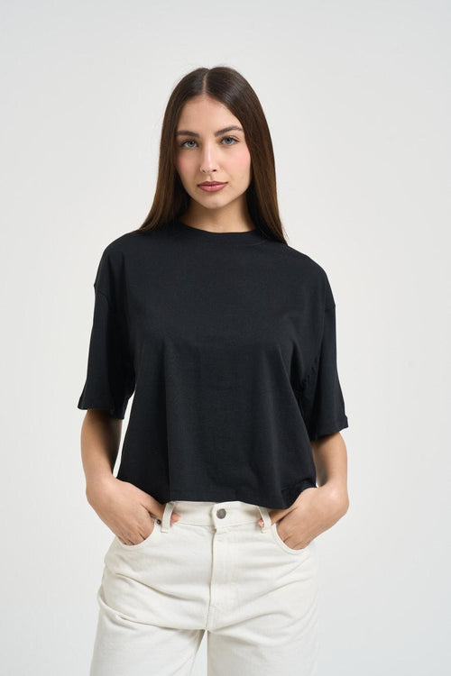 T-shirt donna cut-out nera