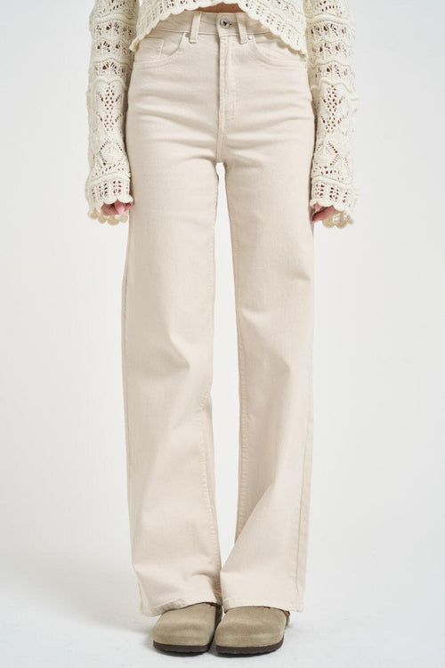 Jeans donna wide fit in denim panna