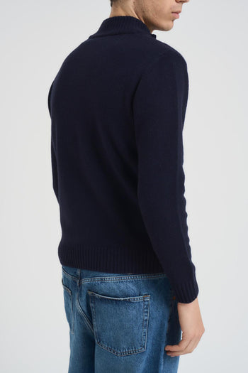 Cardigan uomo in maglia blu - 4