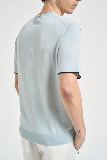 T-shirt uomo in maglia celeste chiaro<BR/> - 4