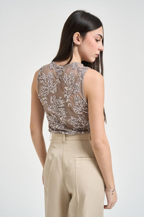 Top donna con paillettes grigio - 2