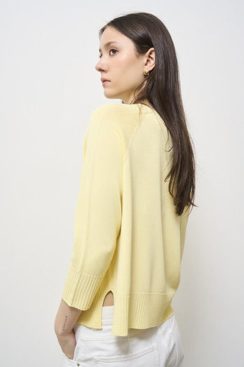 Women's round neck sweater, canary yellow - 6