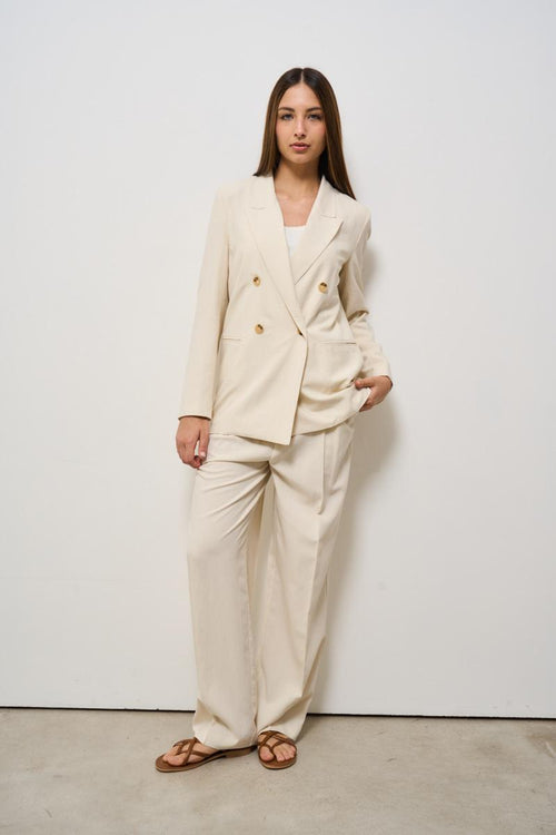 Pantalone donna a palazzo panna