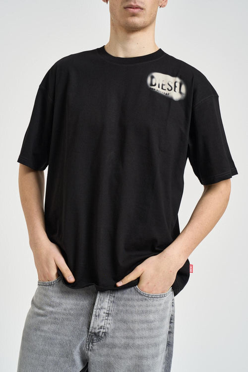 T-shirt uomo logo sbiadito nera