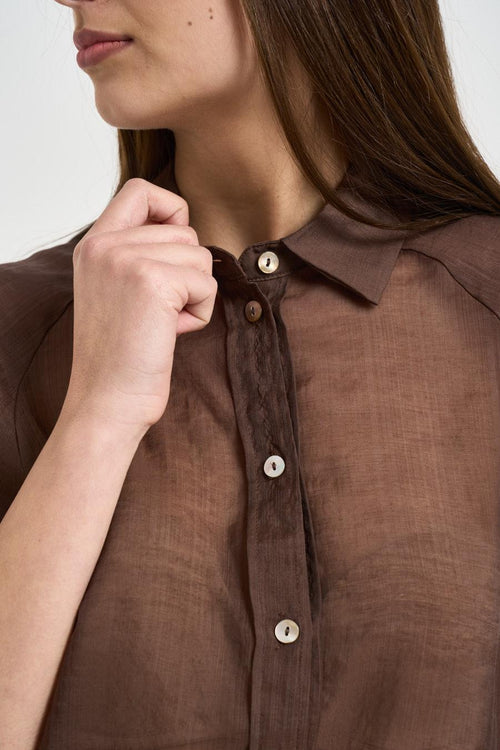 Camicia donna semi-trasparente marrone - 2