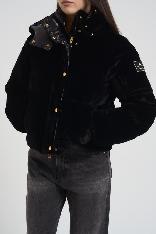 Giubbotto donna corto in velluto nero - 2