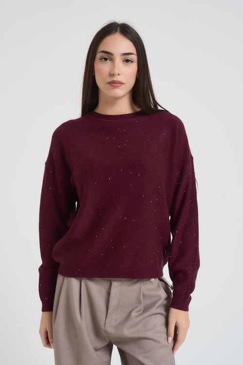 Maglia donna girocollo bordeaux