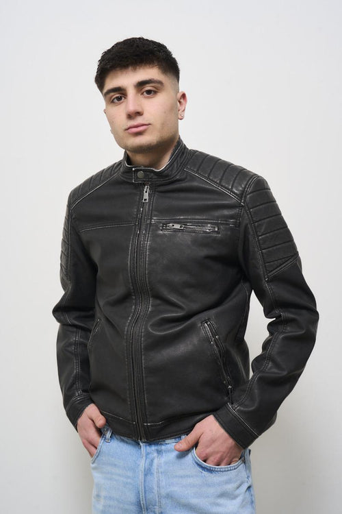 Giubbotto uomo biker nero