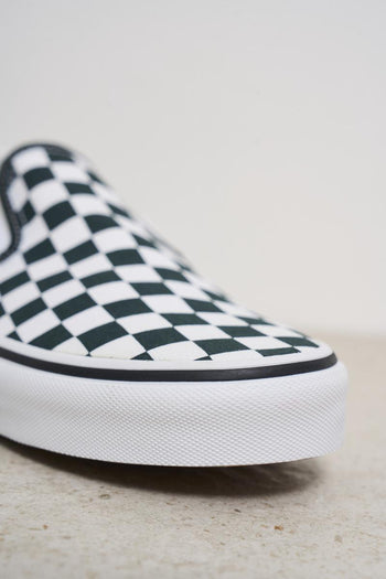 Green Checkered Men's Slip-On Sneakers - 5