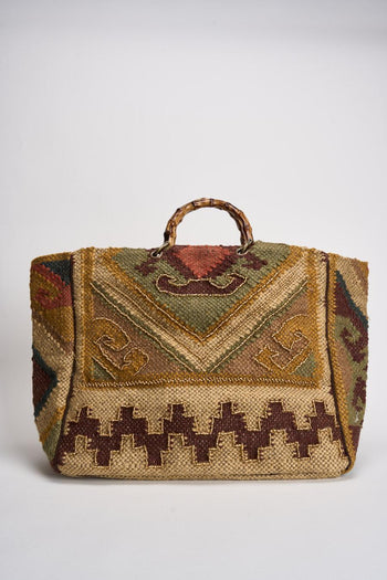 Borsa donna a mano in tessuto multicolore - 4
