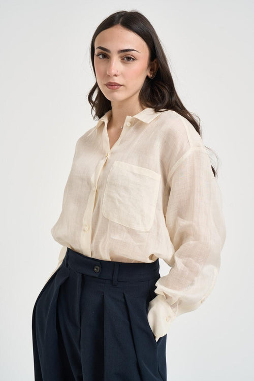 Camicia donna semitrasparente panna