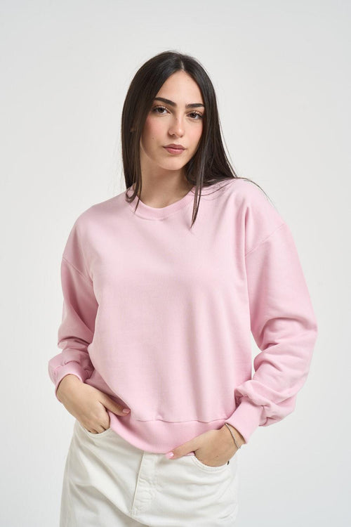 Felpa donna girocollo rosa