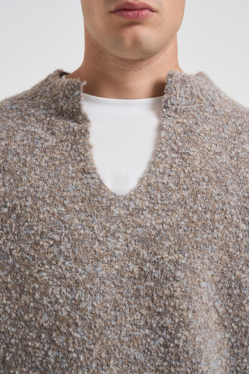 Maglia uomo scollo a V tortora - 2