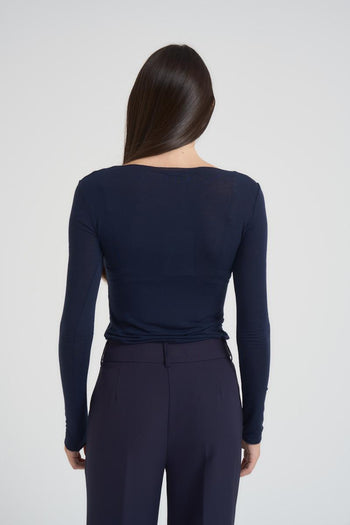 T-shirt donna girocollo blu - 3
