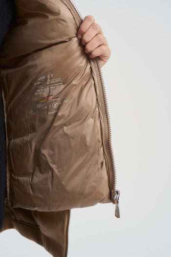Piumino donna con cappa cammello - 8