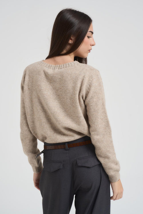 Maglia donna girocollo beige - 2