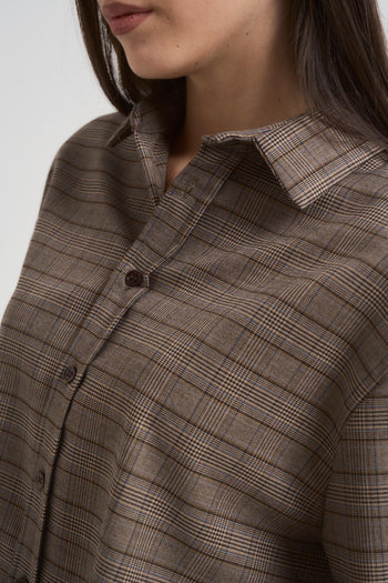 Camicia donna a quadri marrone - 3