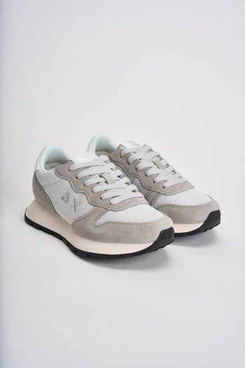 Sneakers donna in suede grigio chiaro e silver - 3