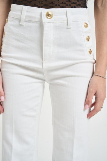 Jeans donna flare in denim bianco - 5