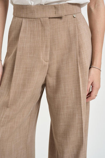 Pantalone donna gamba larga beige - 3