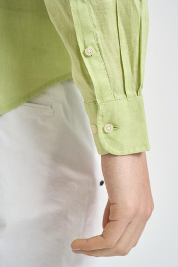 Camicia uomo verde lime in lino - 6