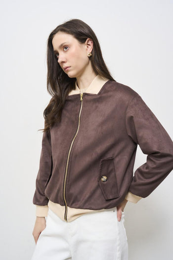Women's brown suede jacket - 4