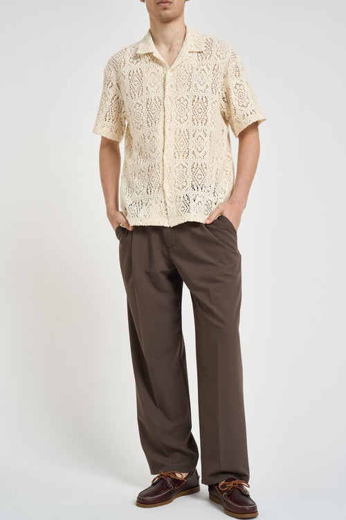 Camicia uomo traforata panna