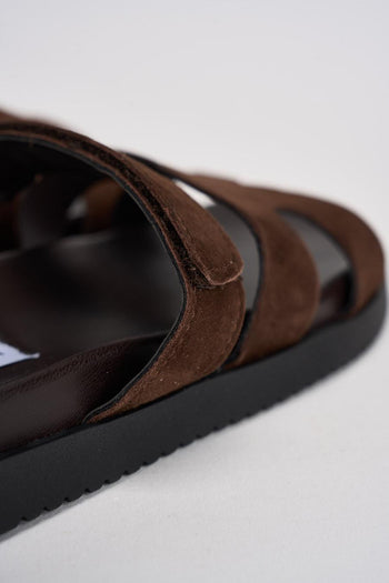 Sandalo donna in suede marrone - 8