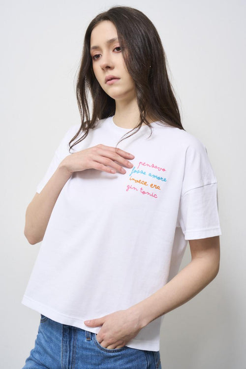 T-shirt donna bianca scritta Gin Tonic - 2