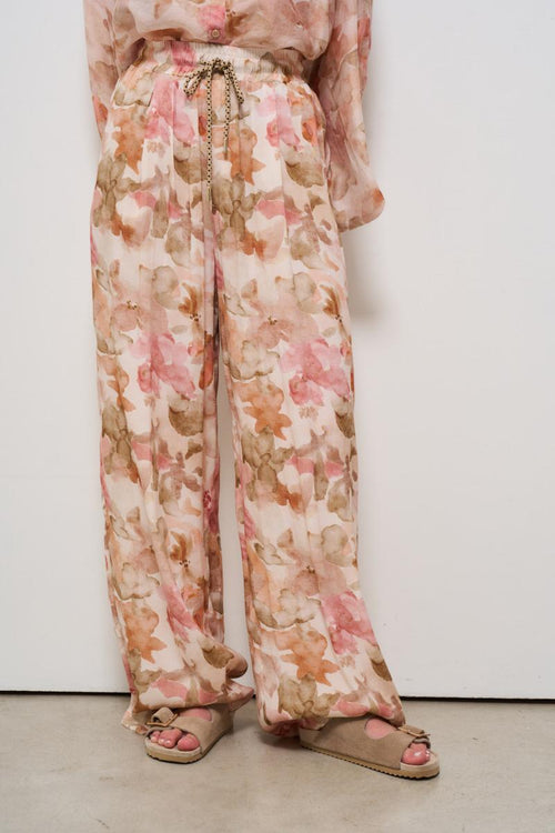 Pantalone donna fantasia floreale rosa - 2
