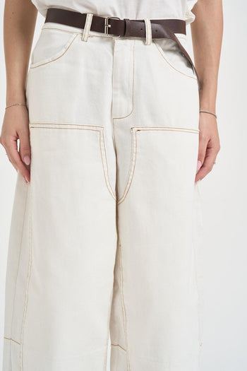 Pantalone donna wide leg bianco - 5