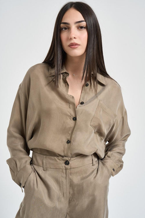 Camicia donna fluida verde militare - 2