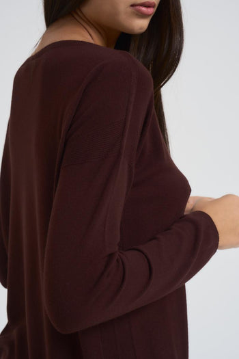 Maglia donna scollo a barca marrone - 5