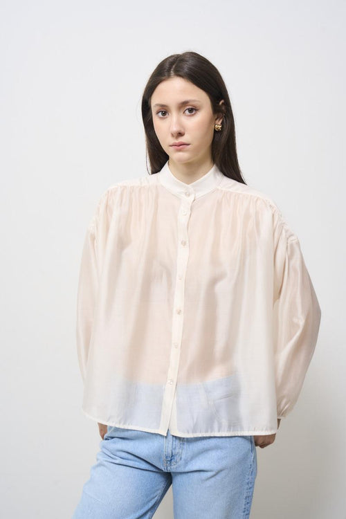 Camicia donna semitrasparente bianca