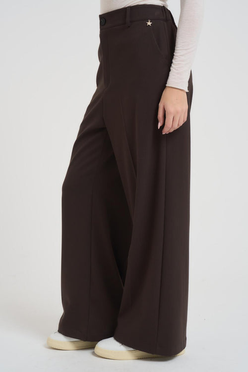 Pantalone donna a palazzo marrone - 2