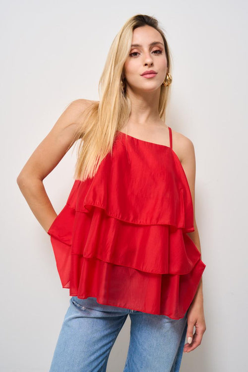 Top donna balze rosso