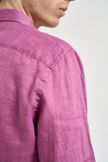 Camicia uomo in lino malva - 5
