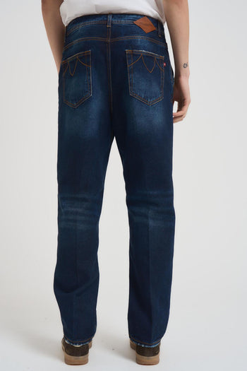 Jeans uomo dritto in denim scuro. - 3