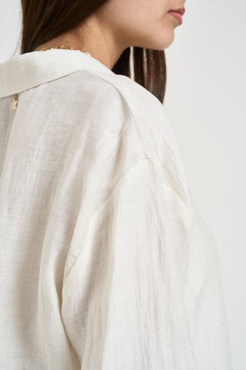 Blusa donna scollo a V avorio - 5