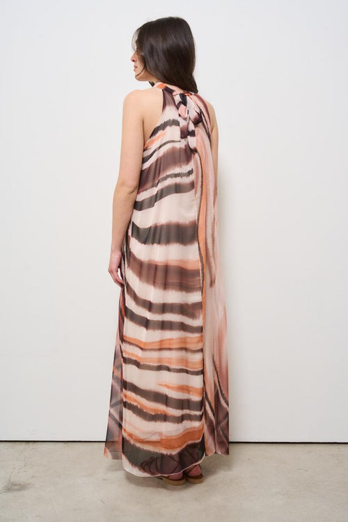 Abito donna lungo a righe marrone - 2