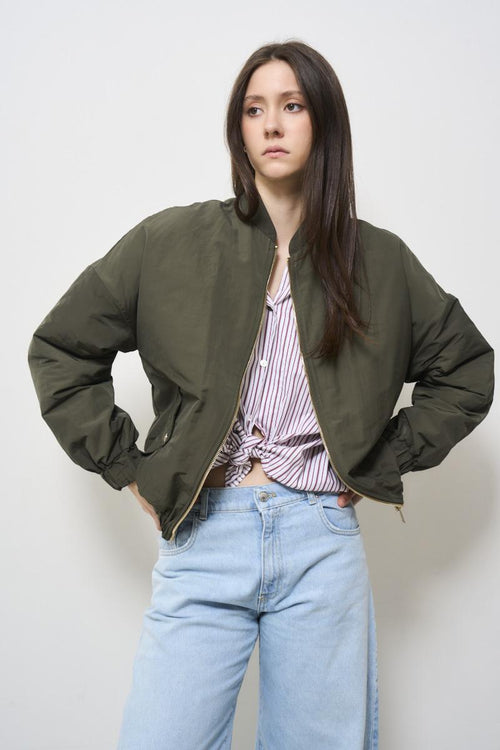 Giubbotto bomber donna verde militare - 2